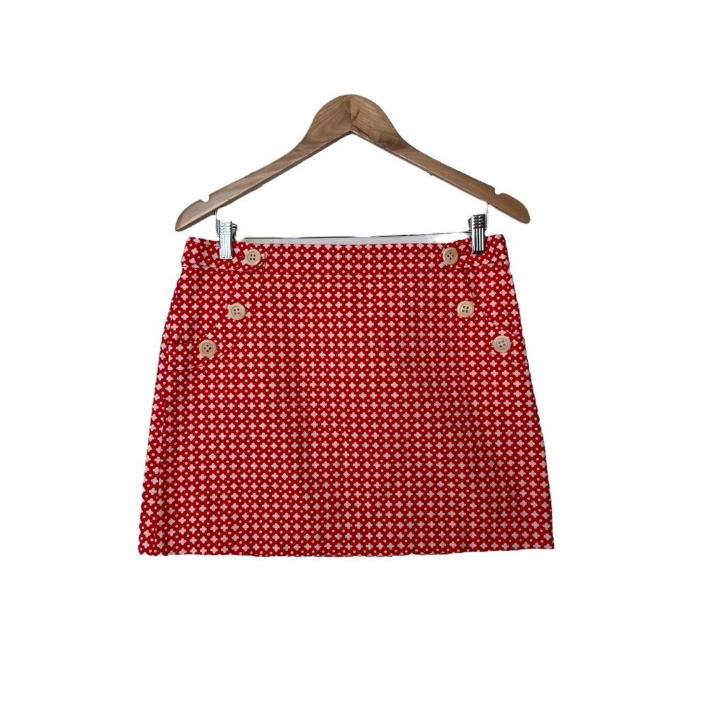 Y2K J. Crew Red & White Preppy Academia Twee Jess Mini Skirt Cotton Pockets 8